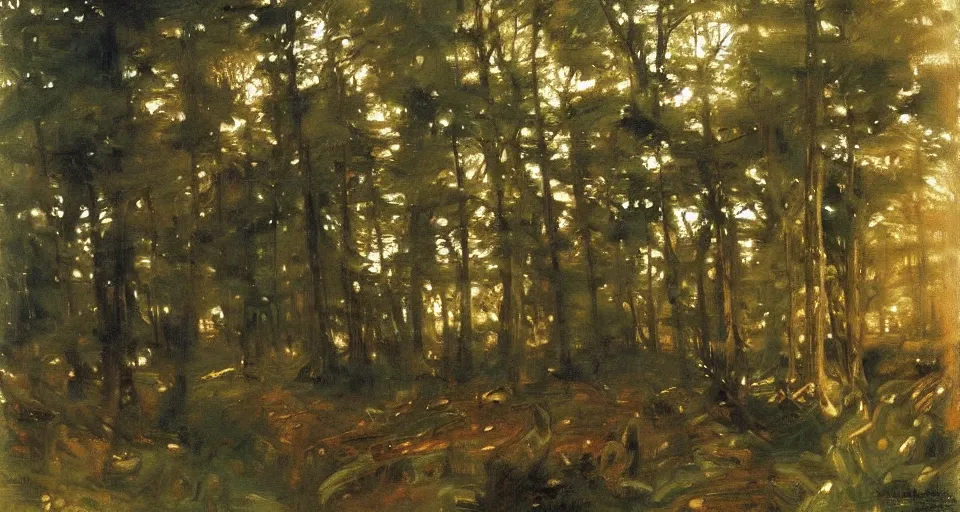 Prompt: forest, by richard schmid and john singer sargent