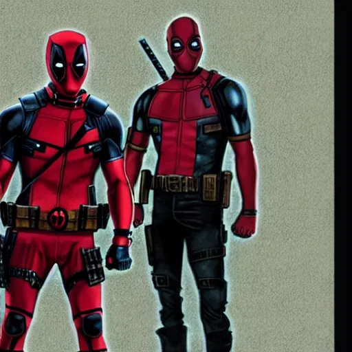 Image similar to deadpool and walter white.
