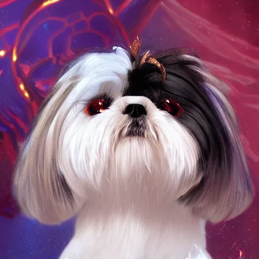 Image similar to Anthropomorphic Disco Shih Tzu, detailed, centered, digital painting, artstation, concept art, donato giancola, Joseph Christian Leyendecker, WLOP, Boris Vallejo, Breathtaking, 8k resolution, extremely detailed, beautiful, establishing shot, artistic, hyperrealistic, beautiful face, octane render, cinematic lighting, dramatic lighting, masterpiece