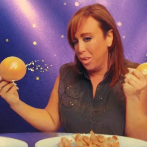 Image similar to alex jones eating a huge twinkle, high definition, color film,