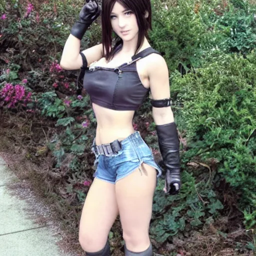 Image similar to aerith gainsborough mixed with tifa lockhart