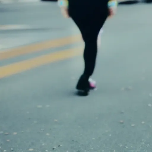 Prompt: Still shot of woman walking, photography, chromatic aberration, 4k