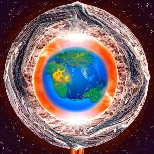 Image similar to water, fire, earth and air in one element, swirling around in a sphere