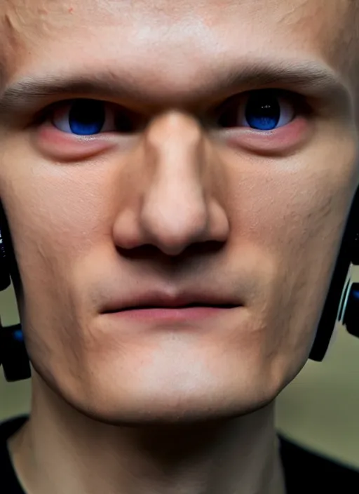 Image similar to perfect symmetric face, coherent eyes. vitalik buterin in headphones. vitalik buterin, close up, high detail, very sharp, 4 k, hayao miyazaki