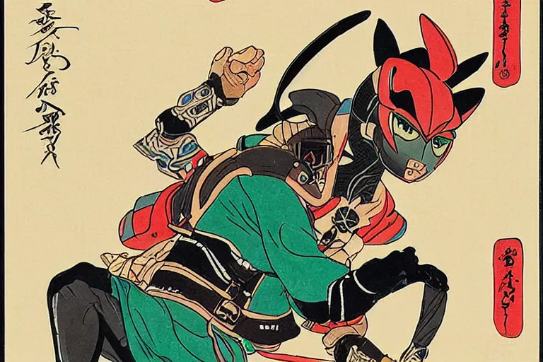 Image similar to Ukiyo-e style Kamen Rider