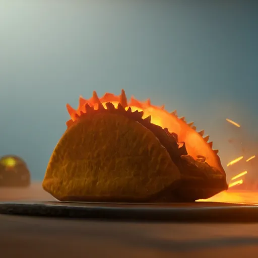 Prompt: demon taco photo realistic, dramatic cinematic lighting, octane render, 4 k, ultra detailed