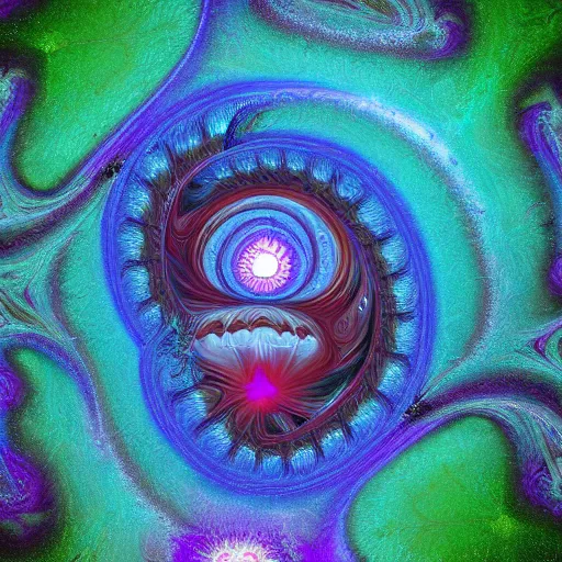 Image similar to hatred deity of psychedelic primordial interplanetary apophasis fractal flame inferno intricate detailed energy by Olivier and machinegod