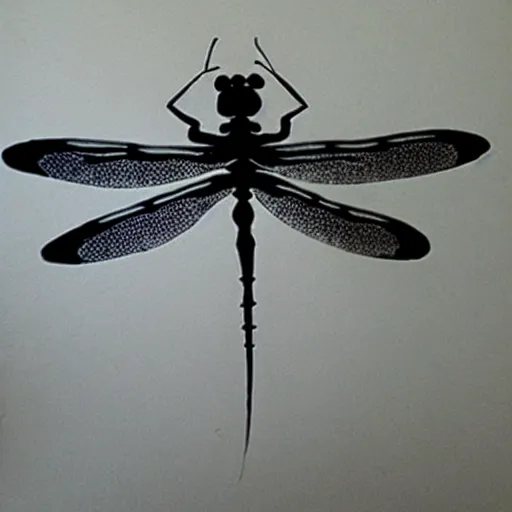 Image similar to zen dragonfly, calligraphy ink