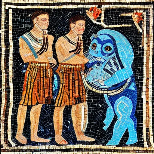 Image similar to Ancient Roman Mosaic of Max Rebo Playing For Emperor Caligula