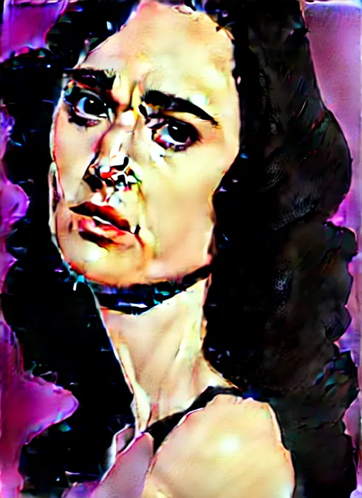 Image similar to detailed artwork by phil noto ; stylized painting of young jennifer connelly ; gal gadot ; eva green ; young jennifer connelly from the rocketeer ; brush texture ; asymmetric composition ; paint texture ; trending on artstation ; gallery painting by phil noto, comic style