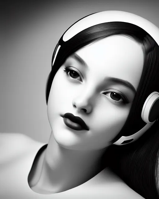 Image similar to black and white dreamy young beautiful female artificial intelligence, cinematic, rim light, photo - realistic, elegant, high detail, 8 k, masterpiece, photo taken in 1 9 3 0