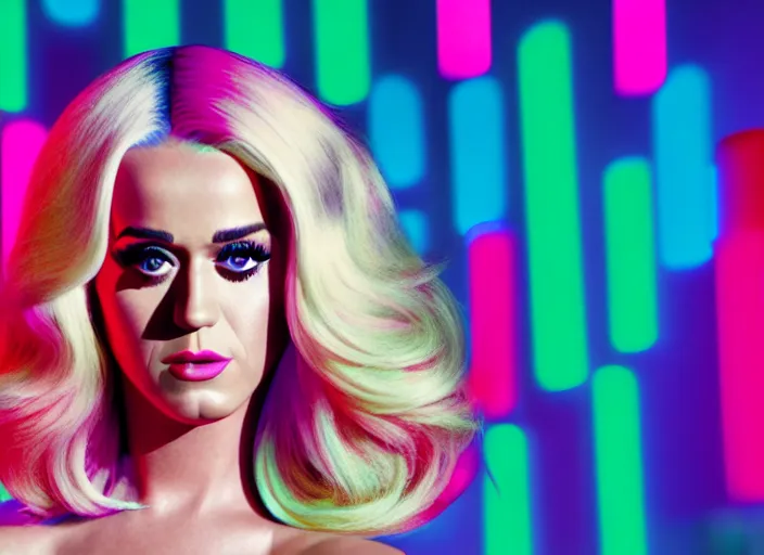 Prompt: katy perry with long blonde hair in a 1 9 8 0 s aesthetic shopping mall, soft surface texture, photo, soft led lights, 4 k, high detailed photography result, 5 0 mm lens, rich deep colors, smooth gradients, depth of field, cinematic, hyper realism, high detail, octane render, unreal engine 5, 8 k, vibrant colors