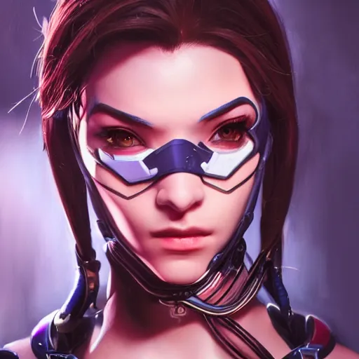 Prompt: detailed portrait of overwatch widowmaker intricate, hyper detailed, realistic, oil painting, cinematic lighting