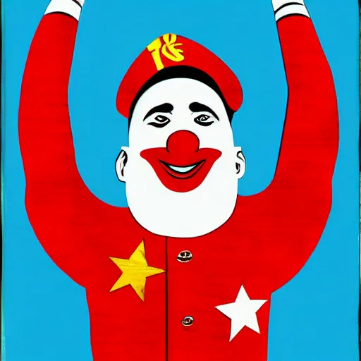 Prompt: communist clown portrait, soviet propaganda poster style