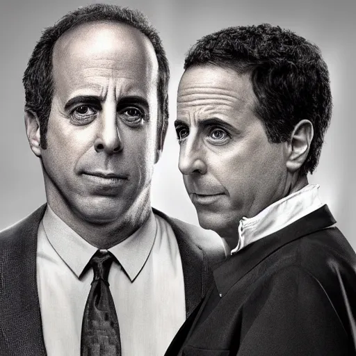 Image similar to the 1 0 0 tv show except everyone is jerry seinfeld hyperrealism photo - realistic