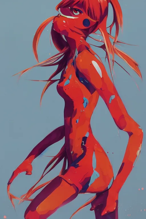 Prompt: a ultradetailed full body painting of asuka langley from evangelion, by conrad roset, greg rutkowski and ilya kuvshinov trending on artstation