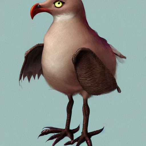 Image similar to a half griffin half seagull creature, character design, trending on artstation