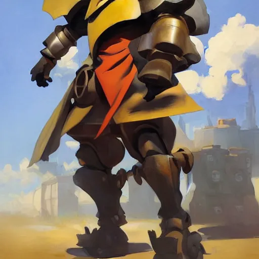 Image similar to greg manchess portrait painting of armored howl from howl's moving castle as overwatch character, medium shot, asymmetrical, profile picture, organic painting, sunny day, matte painting, bold shapes, hard edges, street art, trending on artstation, by huang guangjian, gil elvgren, ruan jia, randy vargas, greg rutkowski