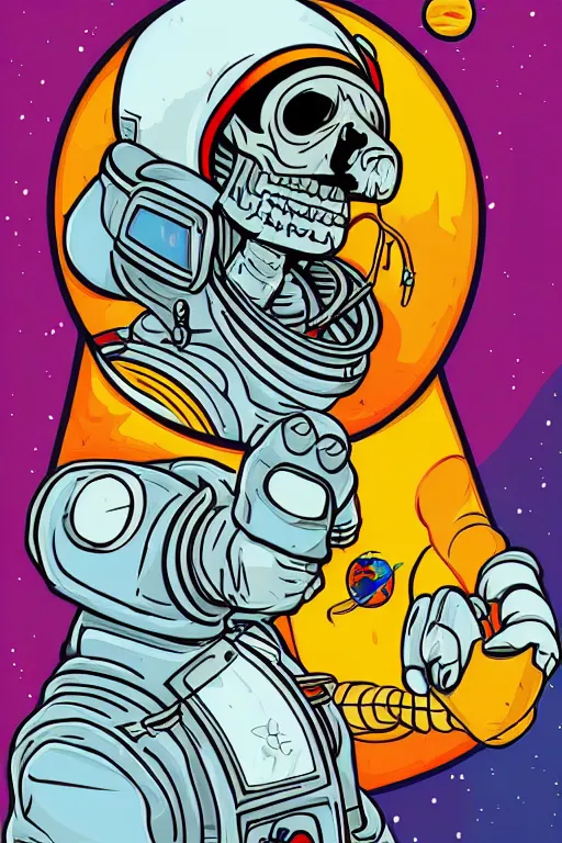 Image similar to portrait of a astronaut skeletor, art by ori toor, sticker, colorful, illustration, highly detailed, simple, smooth and clean vector curves, no jagged lines, vector art, smooth