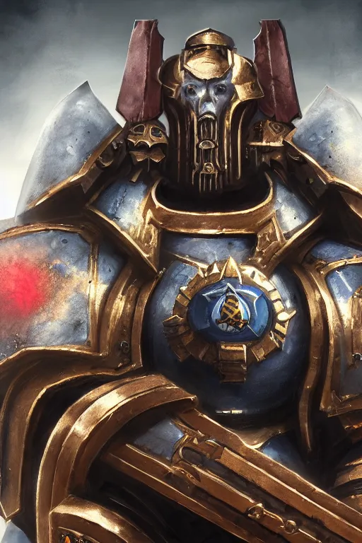 Image similar to armor portrait heros warhammer 4 0 k horus heresy fanart - the primarchs emperor by johannes helgeson animated with vfx concept artist & illustrator global illumination ray tracing hdr fanart arstation zbrush central hardmesh 8 k octane renderer comics stylized