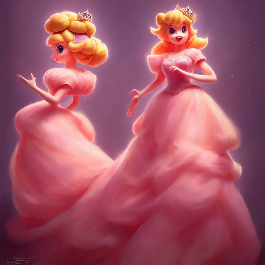 Image similar to epic professional digital art of princess peach, ambient lighting, painted,, detailed,, leesha hannigan, wayne haag, reyna rochin, ignacio fernandez rios, mark ryden, iris van herpen, best on artstation, cgsociety, wlop, pixiv, stunning, gorgeous, much wow, cinematic, masterpiece