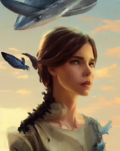 Prompt: masterpiece concept art, a beautiful highly detailed whalepunk lady fly near techno world, emotional, cinematic moody colors, realistic shaded lighting poster by ilya kuvshinov, magali villeneuve, artgerm, jeremy lipkin and michael garmash and rob rey,