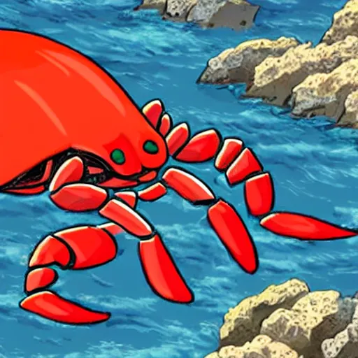 Image similar to a crab anime show