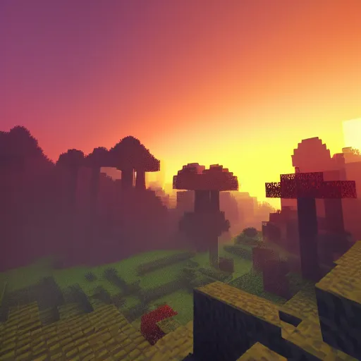 atmospheric noon picture of minecraft landscape, sky | Stable Diffusion ...