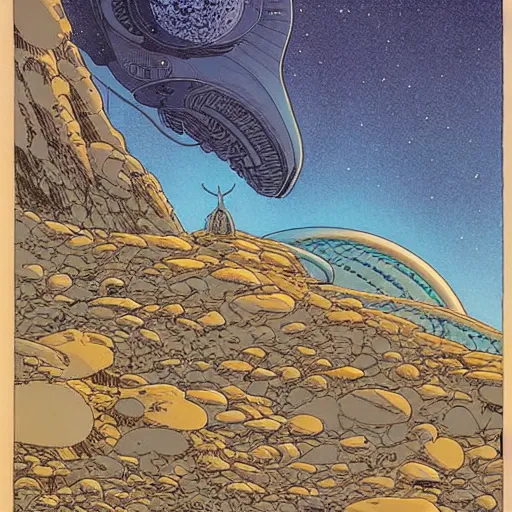 Prompt: beautiful alien landscape by mœbius