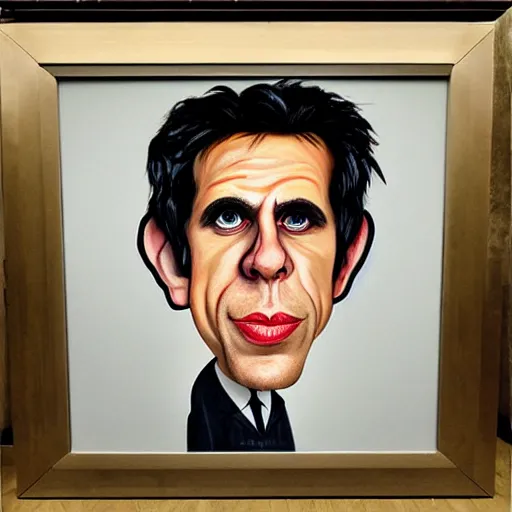 Image similar to modern stylized oil painting caricature of ben stiller, cinematic dramatic lighting