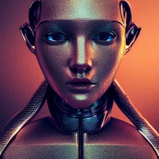 Prompt: Portrait of the most advanced female humanoid robot, intricate, headshot, sharp focus, cinematic lighting, octane render, 8k, 4k, hdr, very realistic, highly detailed, photorealistic, artistic photography, chiaroscuro, cinestill 800t