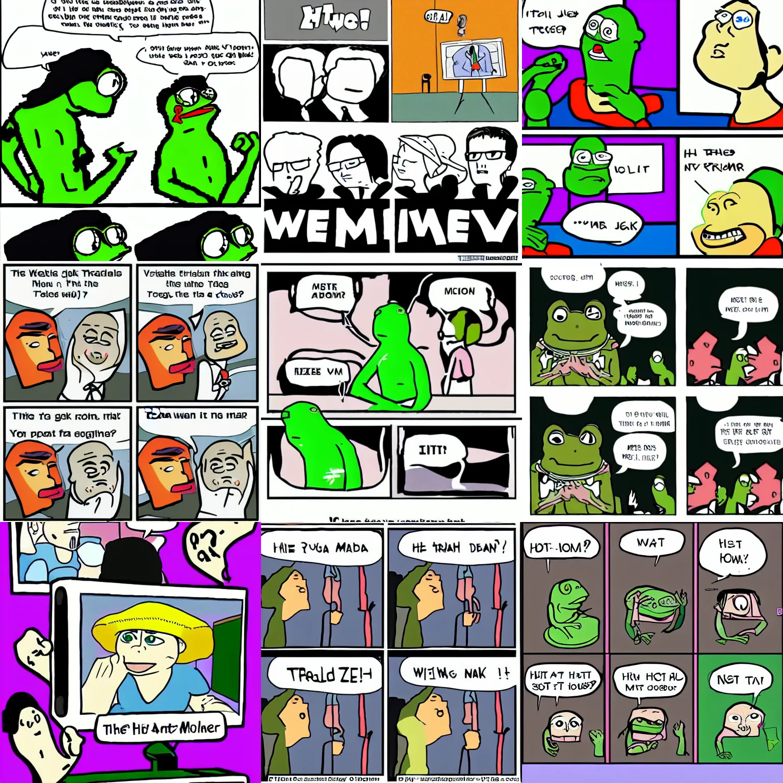 Prompt: the hit new relatable teen wojak, ms paint drawing, 4 chan, chad vs virgin, soyjak, pepe the frog, zoomer doomer, tradwife, gaming culture