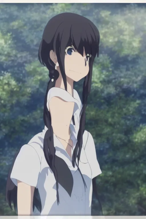 Image similar to An anime high school girl, portrait, Makoto Shinkai, kyoto animation, aniplex