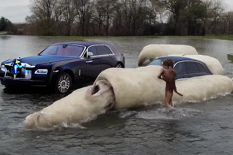 Image similar to rabid teenagers decide to drown Rolls-Royce