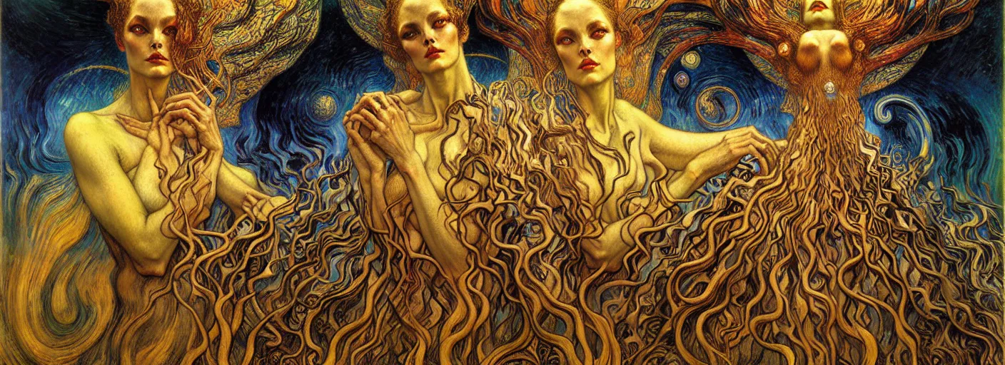 Image similar to Divine Chaos Engine by Karol Bak, Jean Delville, William Blake, Gustav Klimt, and Vincent Van Gogh, symbolist, visionary