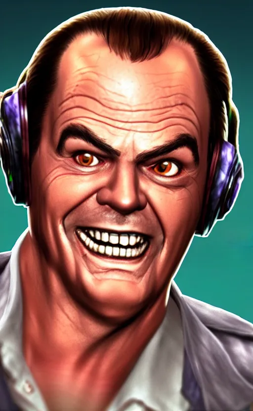 Image similar to Jack Nicholson as a character in the game League of Legends, with a background based on the game League of Legends, detailed face, old 3d graphics