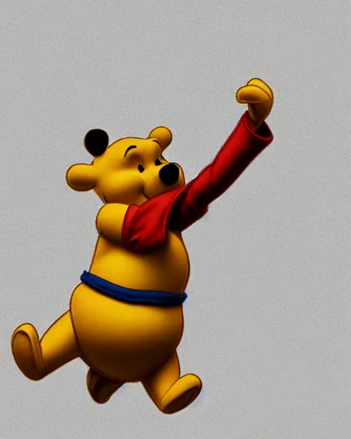 Prompt: Winnie the Pooh practicing karate at the Shaolin temple, photorealistic, studio lighting, photographed in the style of Annie Leibovitz, photorealistic, trending on artstation