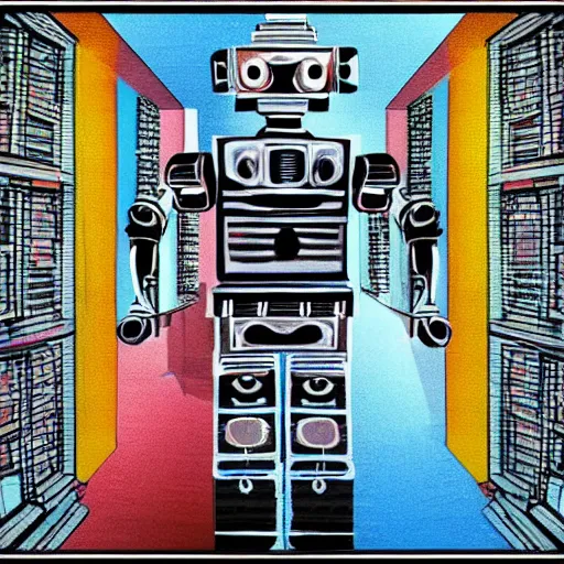 Image similar to optical illusion of robot 🏰, full colors hd