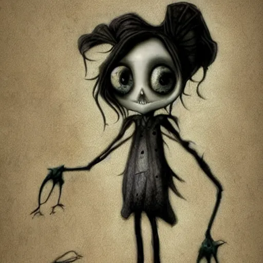 Prompt: grunge cartoon drawing of a plushie by - michael karcz , in the style of corpse bride, loony toons style, horror themed, detailed, elegant, intricate