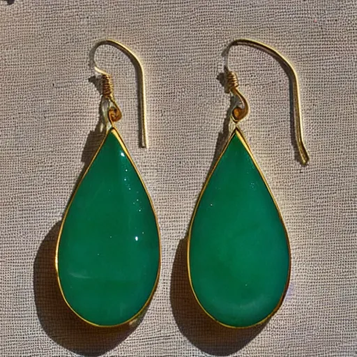 Prompt: ivory emerald porcelain enamel artnouveau earrings