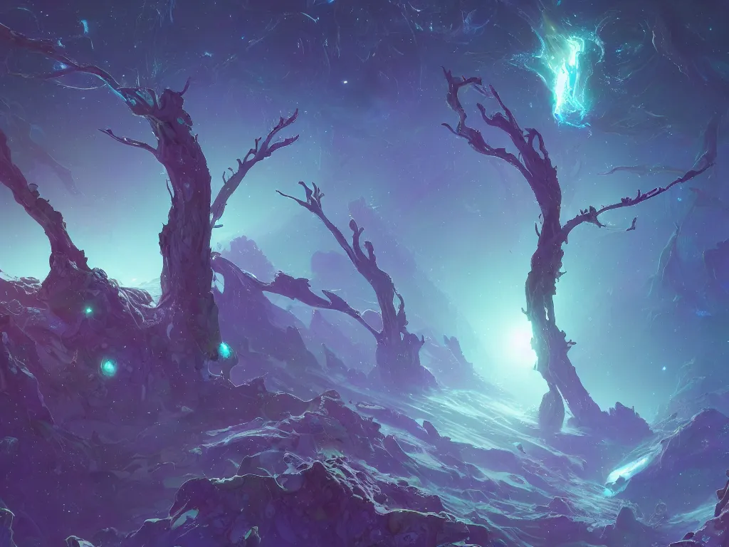 Prompt: Space Ent betwixt of Tree Limbs made of Magically Galatic Star Clusters streaming through Space Forest Voids, hybrid from dungeons and dragons and art direction by James Cameron ;by artgerm; wayne reynolds art station; production quality cinema final cut; Nature and Space Scene High Resolution 4K trailer of the year; by beeple; by Neil Burnell's Enchanted Forest: Photo Credit: Neil Burnell