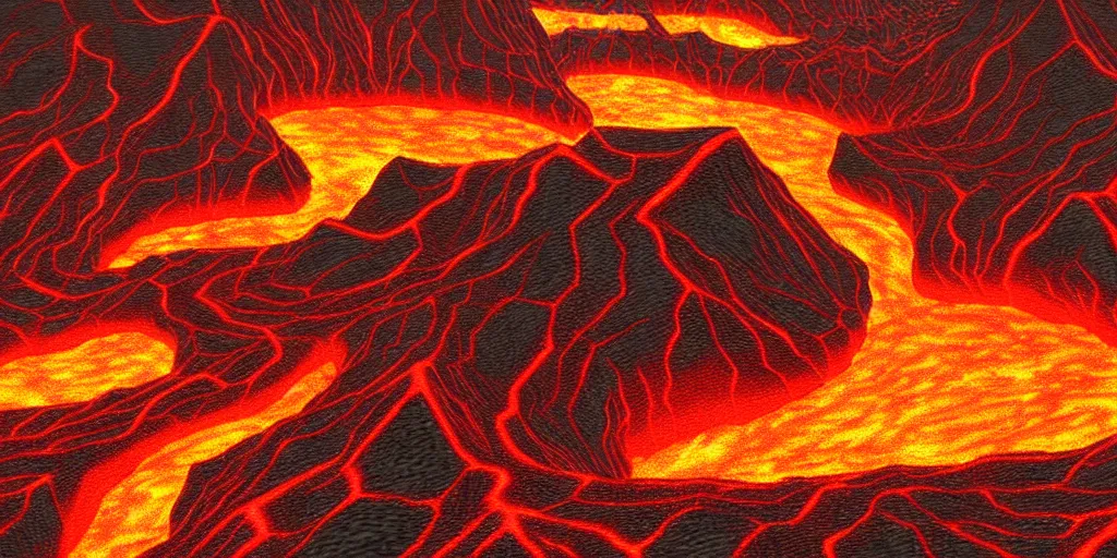 Image similar to deep twisting communal hive maze of magma and lava, award winning art, epic dreamlike fantasy landscape, art print, science fiction, ultra realistic,