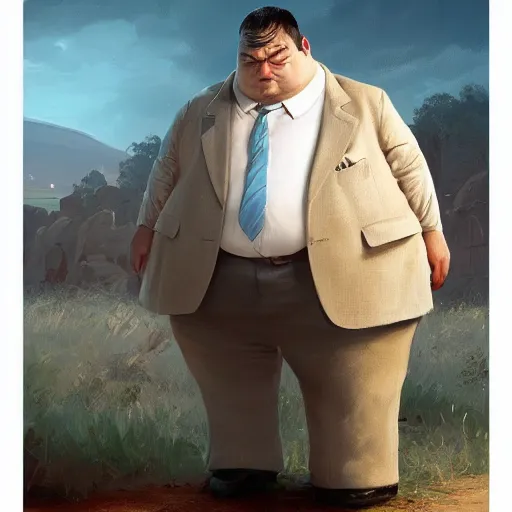 Prompt: big chungus as mr. bean painted by greg rutkowski
