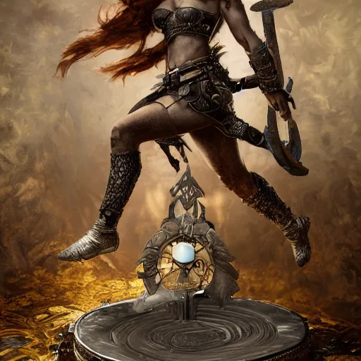Image similar to shield maiden jumping out of birthday cake, intricate detail, royo, klimt, miro, vallejo, frazetta, giger, whealan, hd, unreal engine,