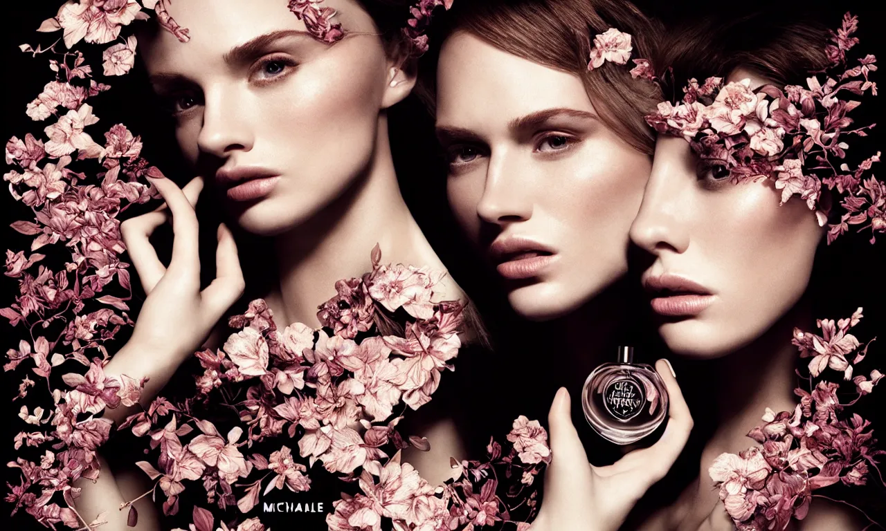 Prompt: portrait fragrance advertising campaign by michael bay, detailed, intricate, high contrast