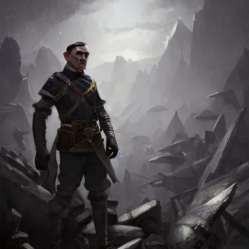 Prompt: adolf hitler as a dark elf in dnd world, epic scene, greg rutkowski