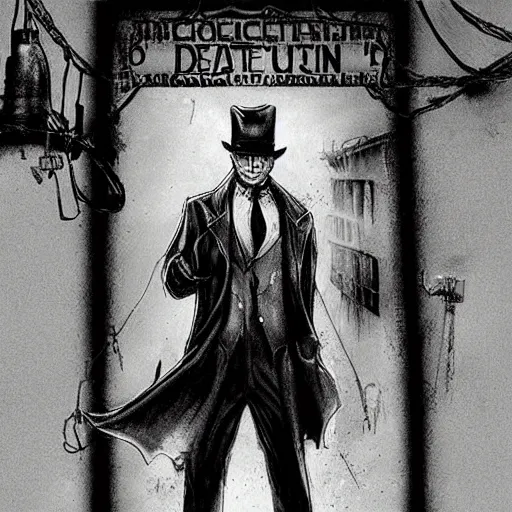 Prompt: a detective in arkham city in the 1 9 2 0's, lovecraftian, noir, concept art, extremely detailed, eerie, art lighting