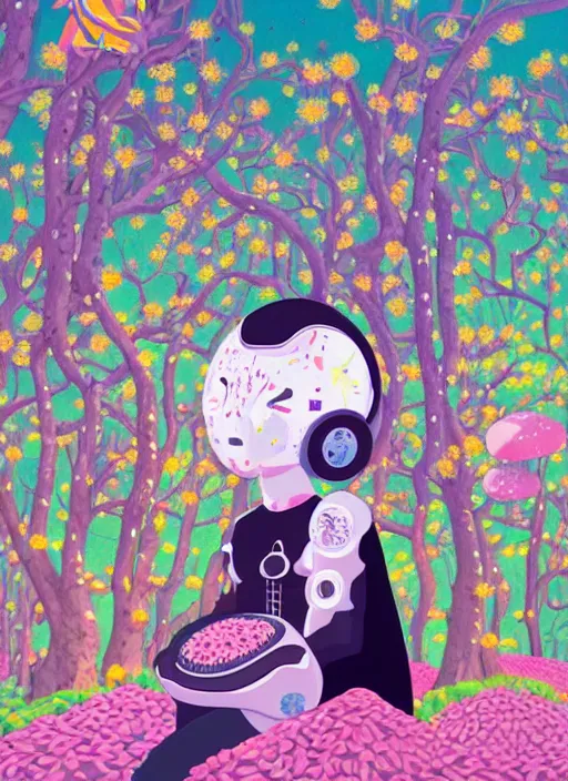 Prompt: a portrait of a cyborg in a scenic environment by chiho aoshima