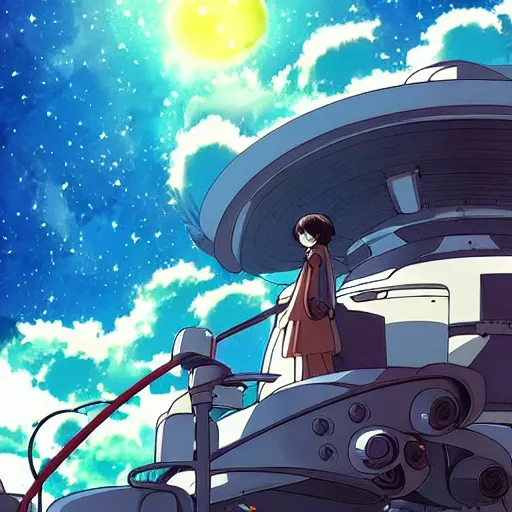 Image similar to space sci-fi anime, amazing, beautiful, studio ghibli