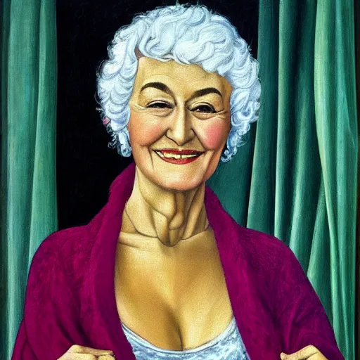 Image similar to oil Painting of Bea arthur by Botticelli